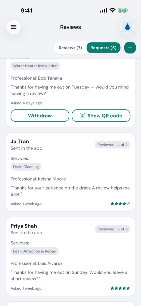 Ask in one tap: a real TryMyPro screen